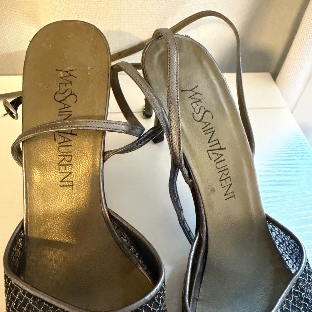 Saint Laurent YSL Metallic Luxor Mesh Heels Size 8 - Picture 6 of 7